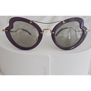 Miu Miu Butterfly Scenique Cat Eye Frame Sunglasses, Violet, Prada Case, New